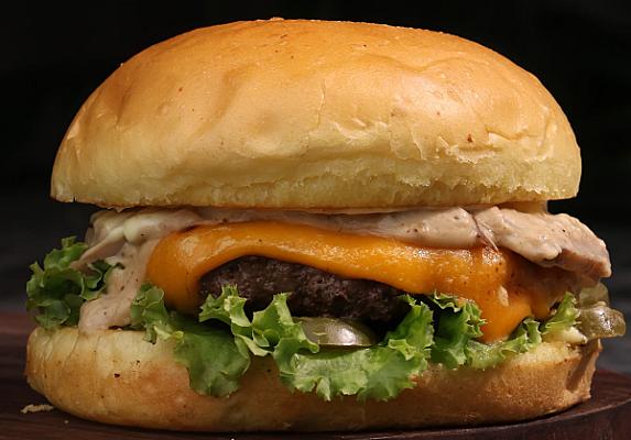 Swiss & Mushroom Chicken/Beef Burger
